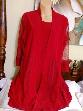 2 PC RED DRESS SET JACKET AND DRESS SIZE XL PETITE NWOT